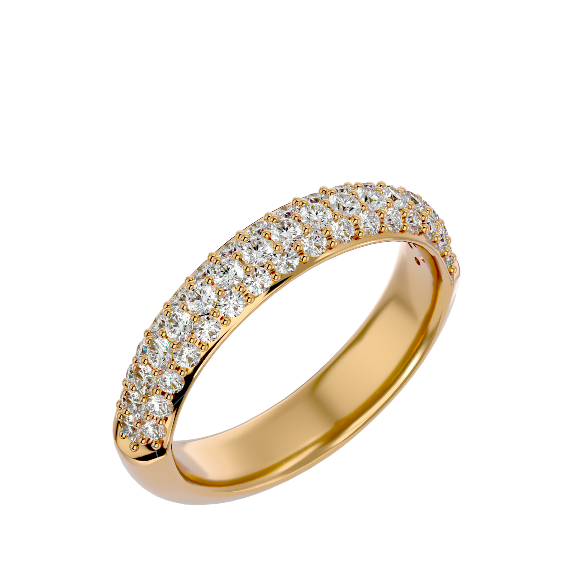 Lab Grown Round Cut Diamond Band Ring In Yellow Gold