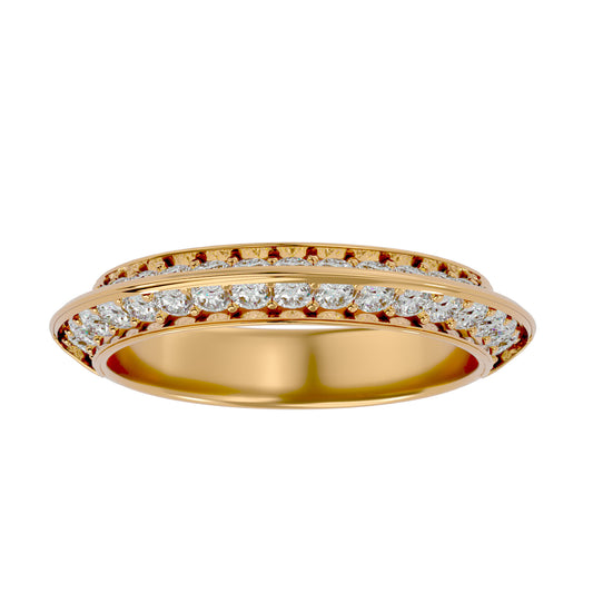 Lab Grown Round Cut Diamond Eternity Band Ring In Yellow Gold