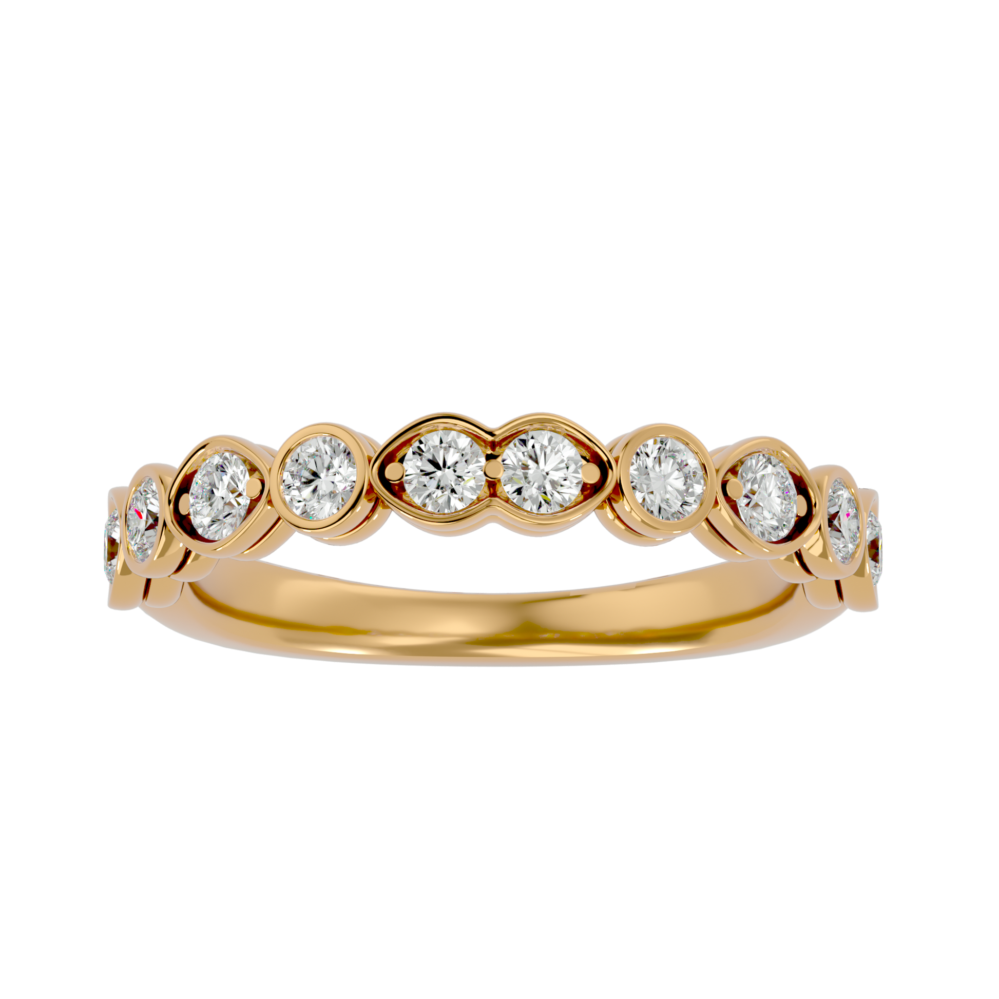 Lab Grown Round Cut Diamond Band Ring In Yellow Gold