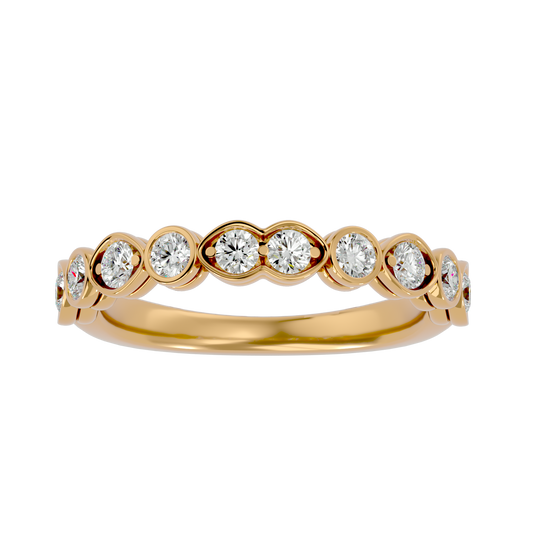 Lab Grown Round Cut Diamond Band Ring In Yellow Gold