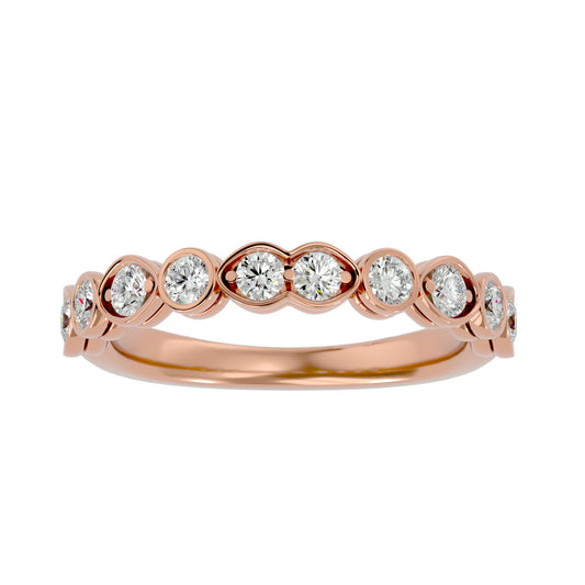 Lab Grown Round Cut Diamond Band Ring In Rose Gold