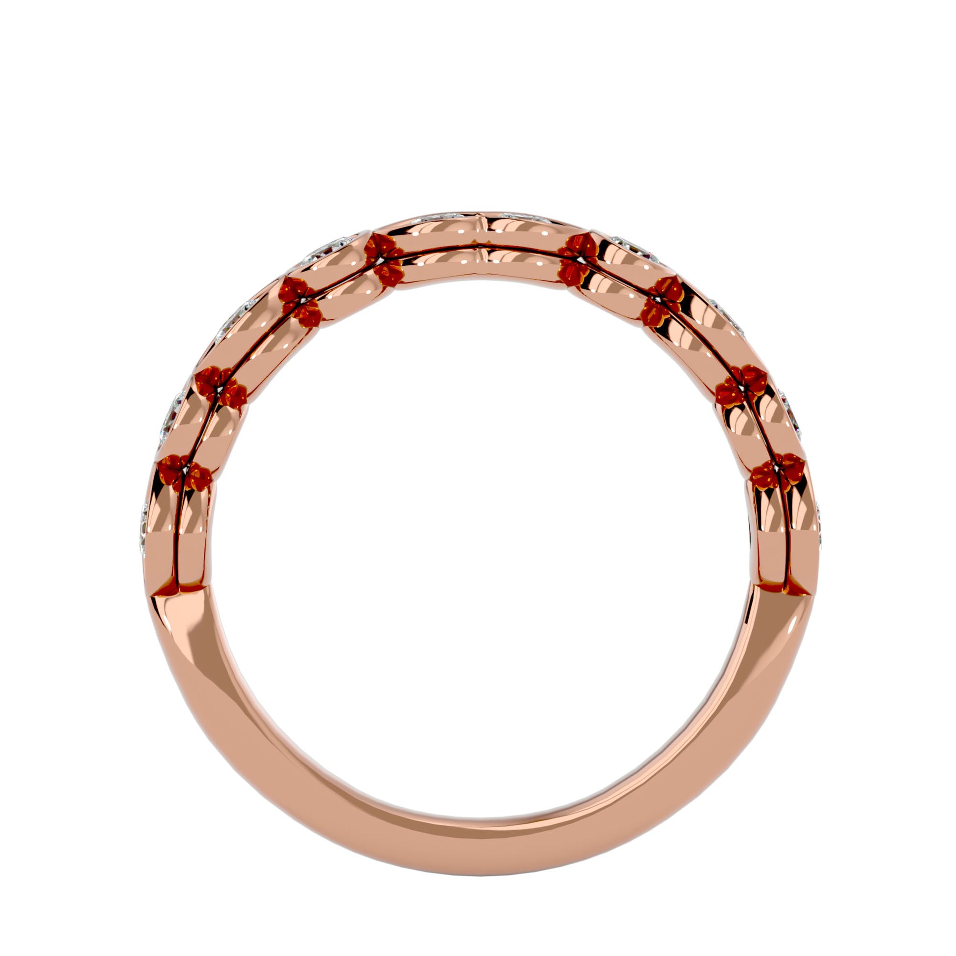 Lab Grown Round Cut Diamond Band Ring In Rose Gold