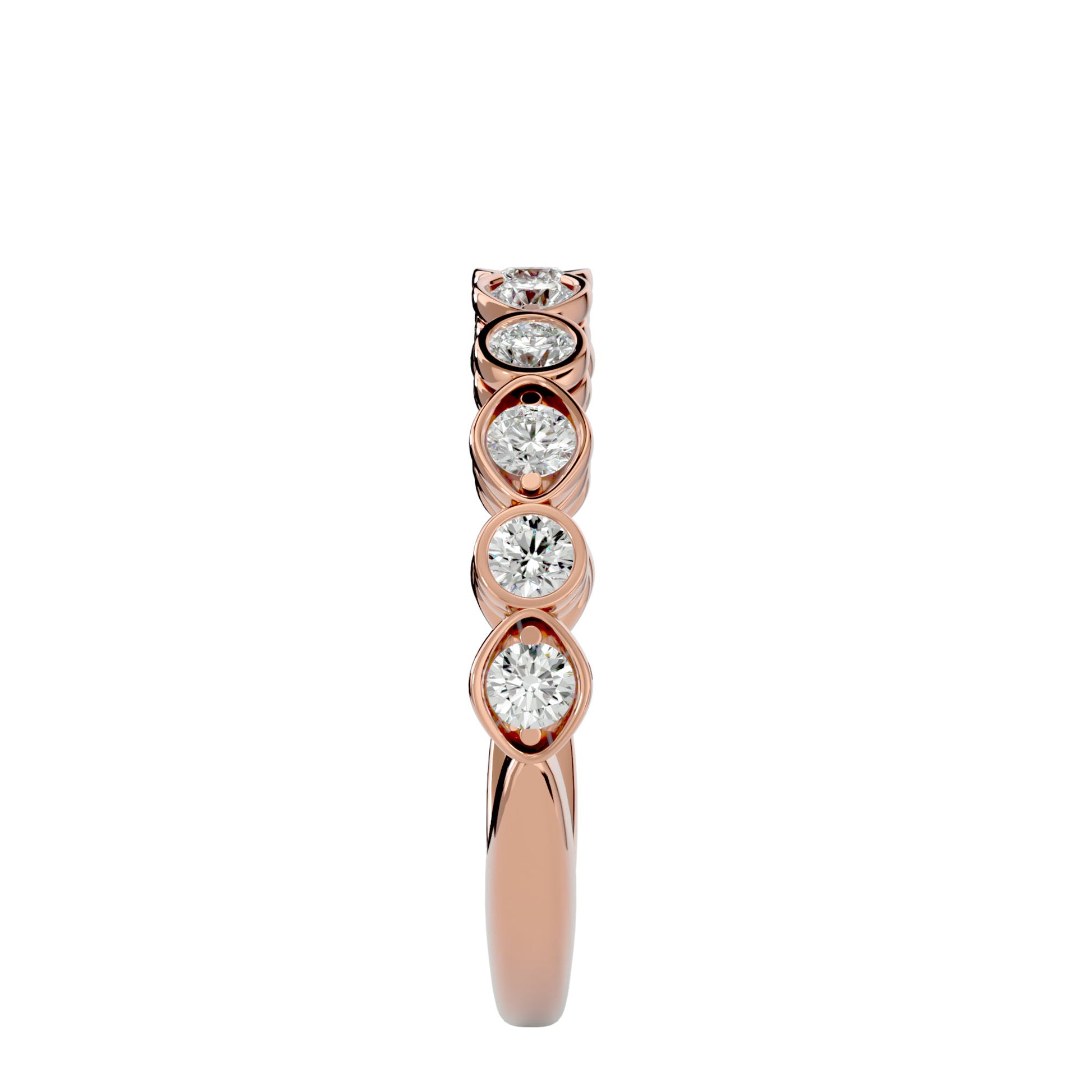 Lab Grown Round Cut Diamond Band Ring In Rose Gold