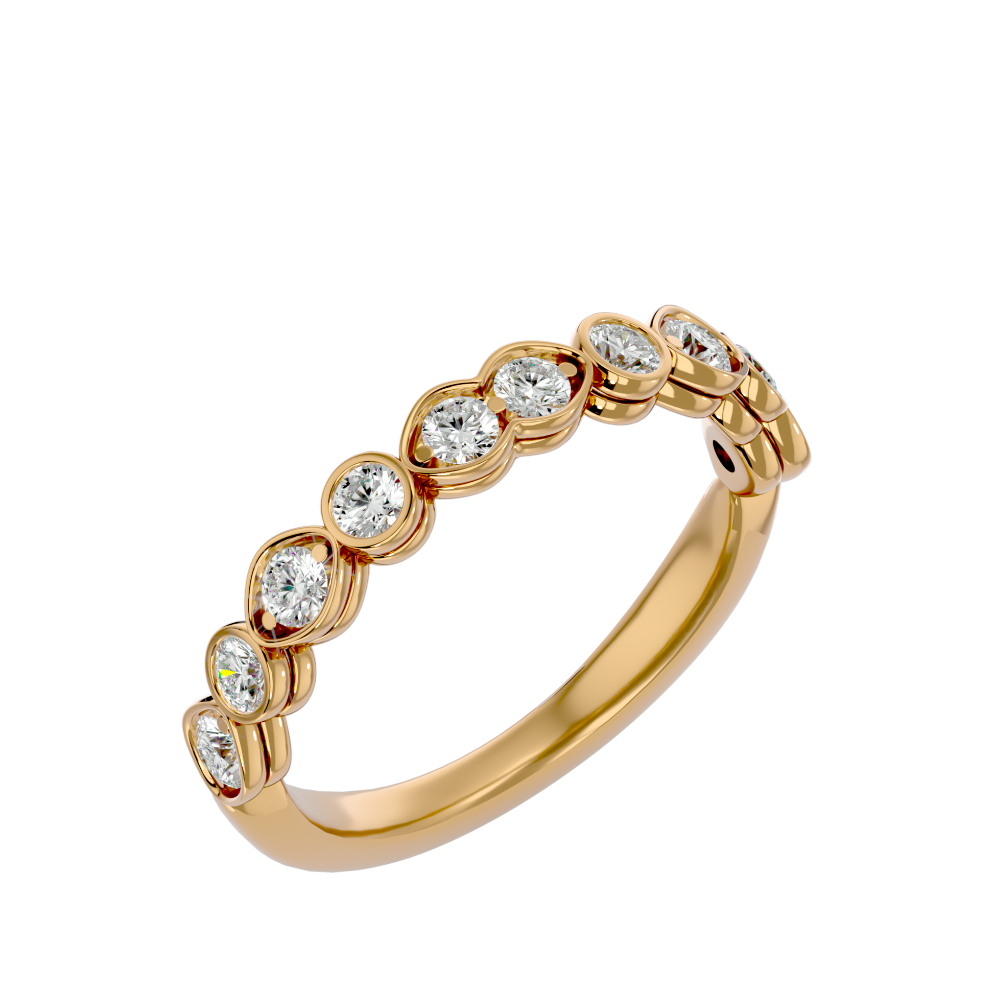 Lab Grown Round Cut Diamond Band Ring In Yellow Gold