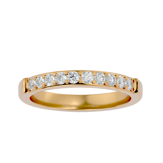 Lab Grown Round Cut Diamond Band Ring In Yellow Gold