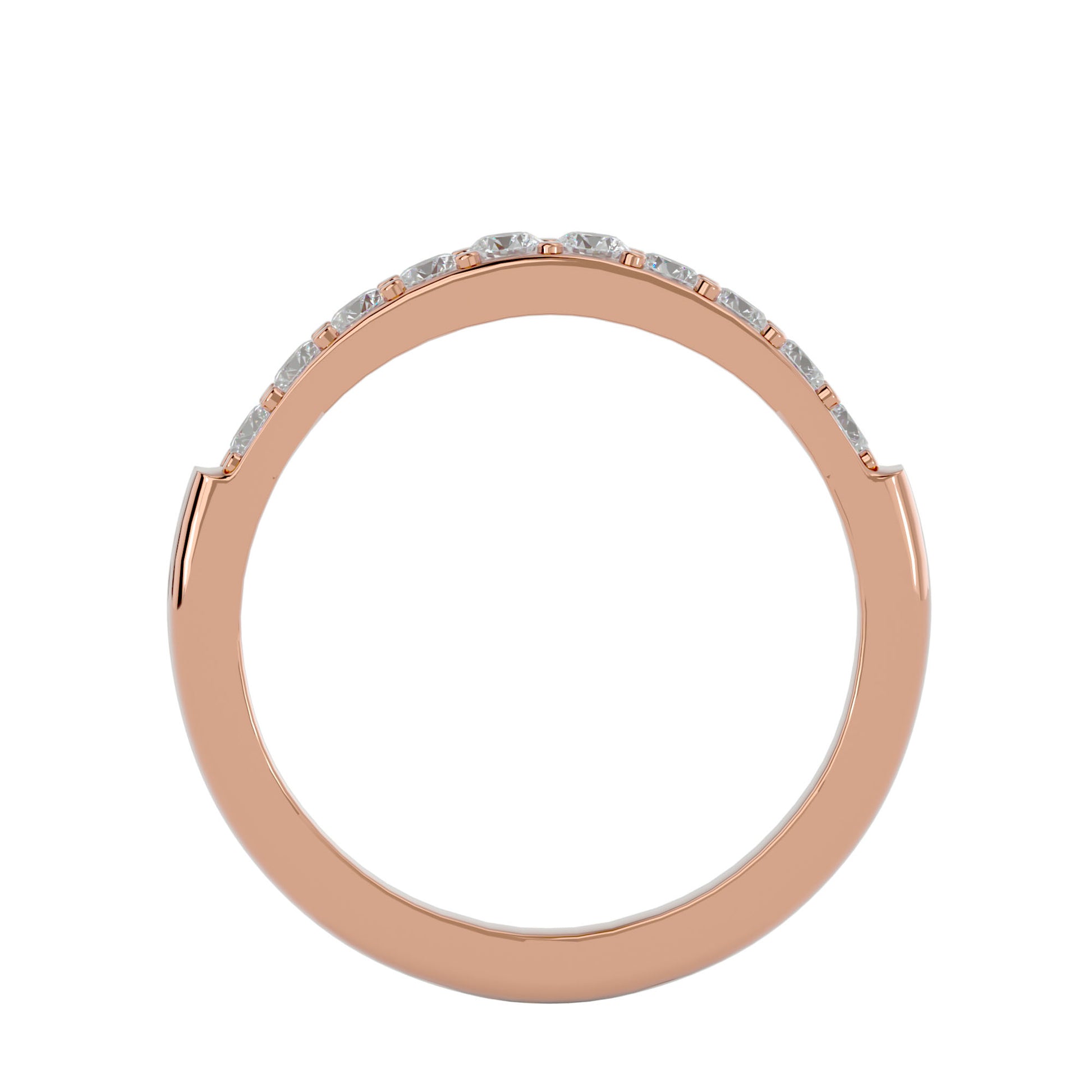 Lab Grown Round Cut Diamond Band Ring In Rose Gold