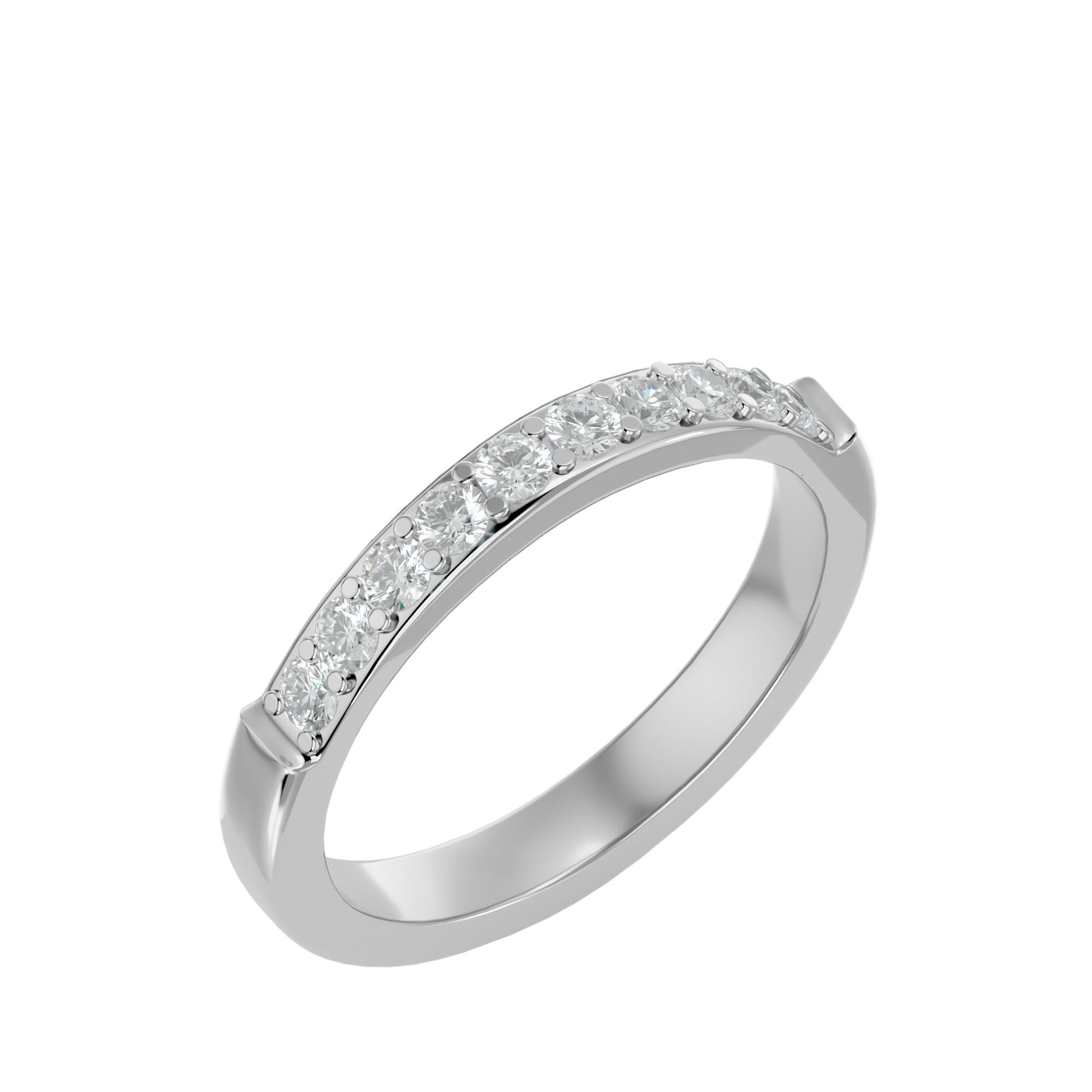 Lab Grown Round Cut Diamond Band Ring In Platinum