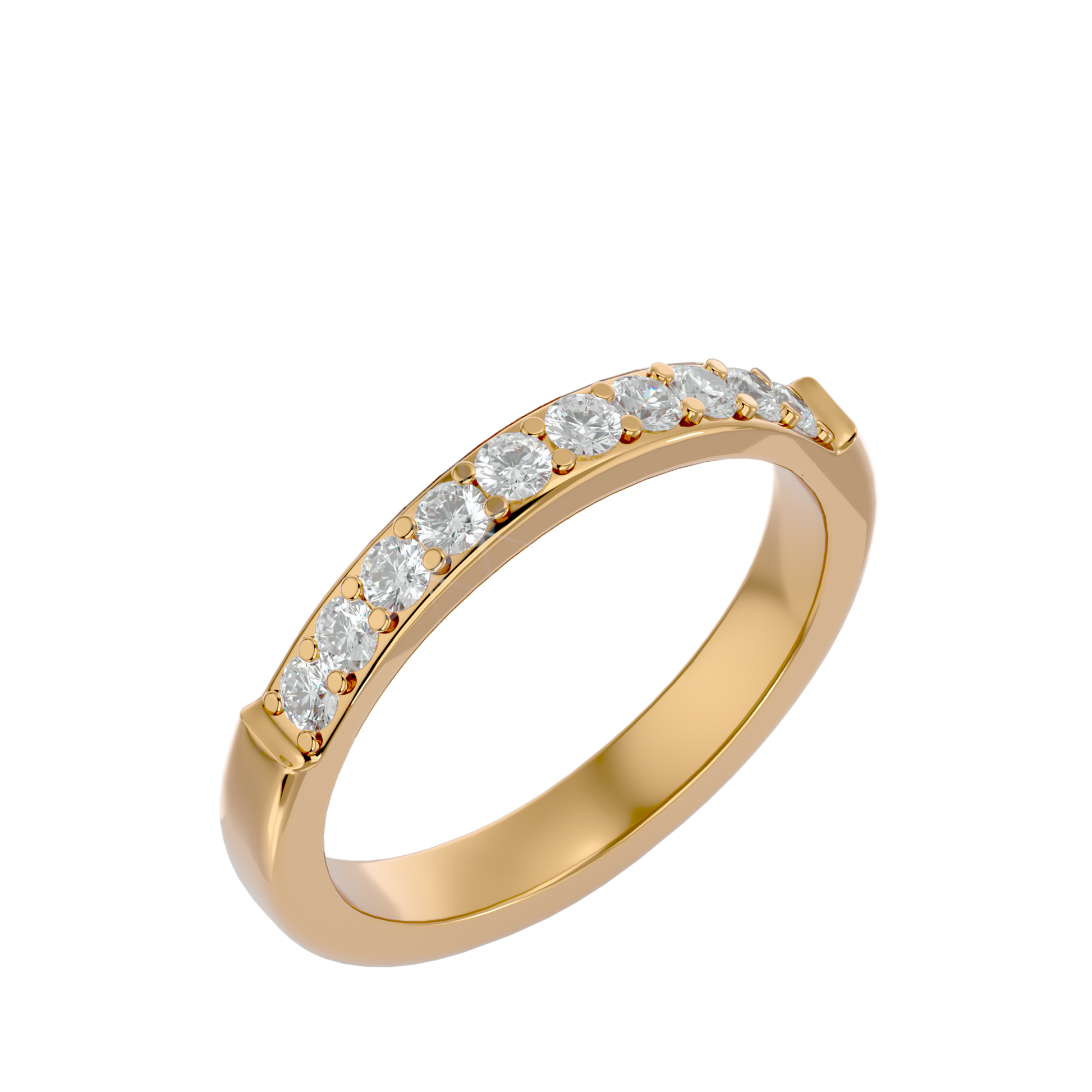 Lab Grown Round Cut Diamond Band Ring In Yellow Gold