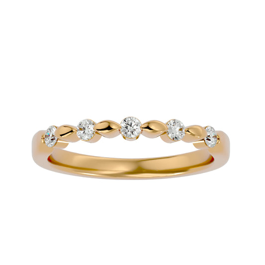 Lab Grown Round Cut Diamond Band Ring In Yellow Gold