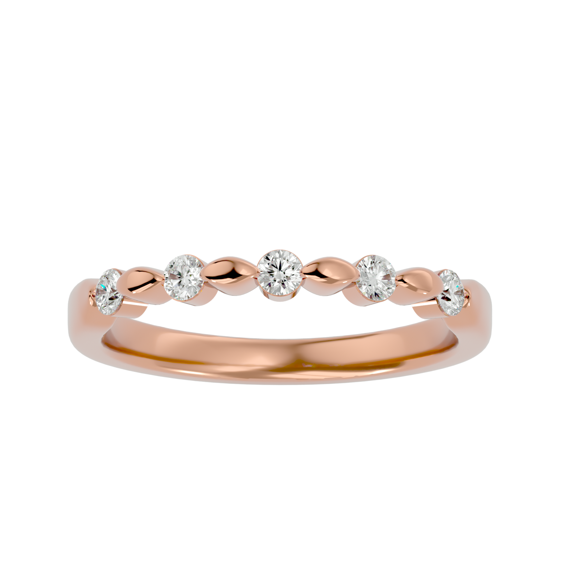 Lab Grown Round Cut Diamond Band Ring In Rose Gold