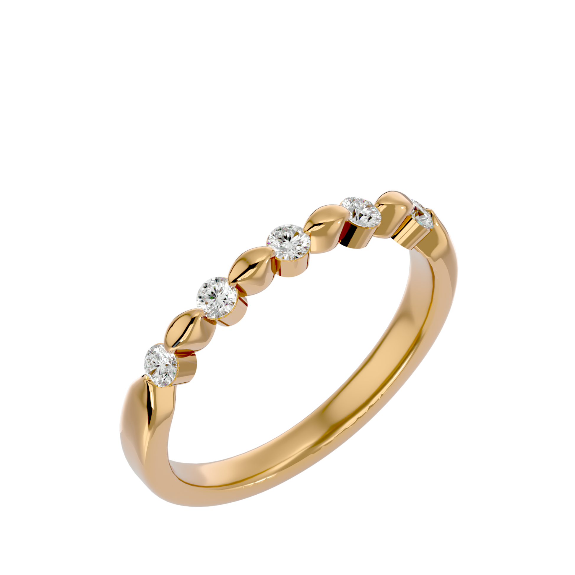 Lab Grown Round Cut Diamond Band Ring In Yellow Gold