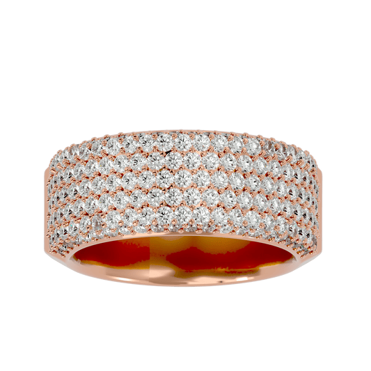 Lab Grown Round Cut Diamond Band Ring In Rose Gold