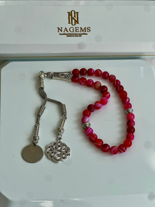 British Certified Natural Gems Pink Agate in luxurious box