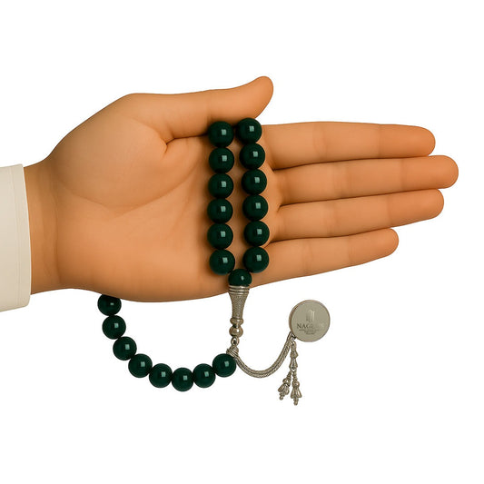 British Certified Natural Gems Malachite Tasbeeh In Luxurious Box