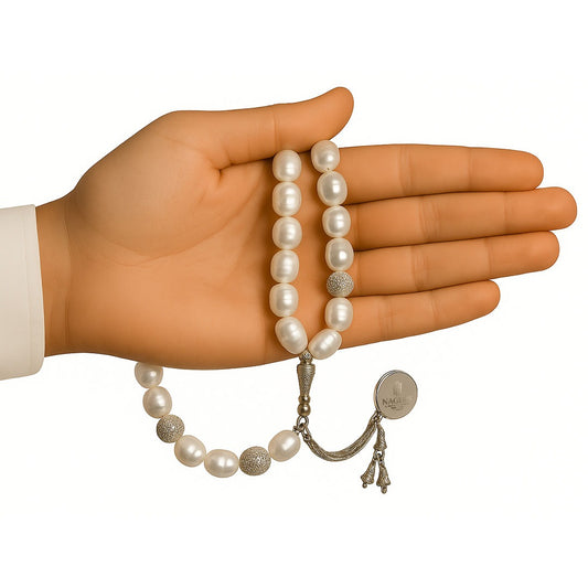British Certified Natural Gems White Pearls Tasbeeh In Luxurious Box