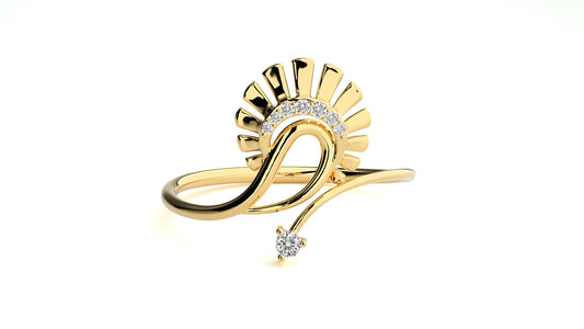 Stunning 9k Lab Grown Round Cut Diamond Gold Ring