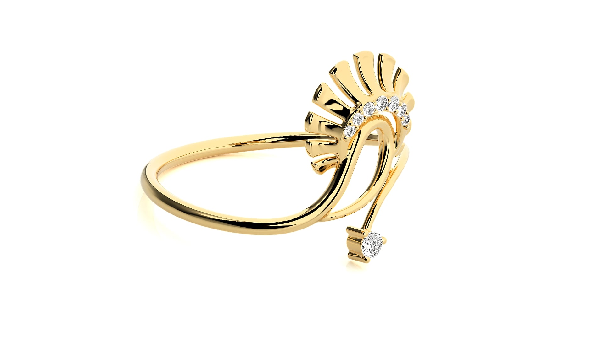 Stunning 9k Lab Grown Round Cut Diamond Gold Ring