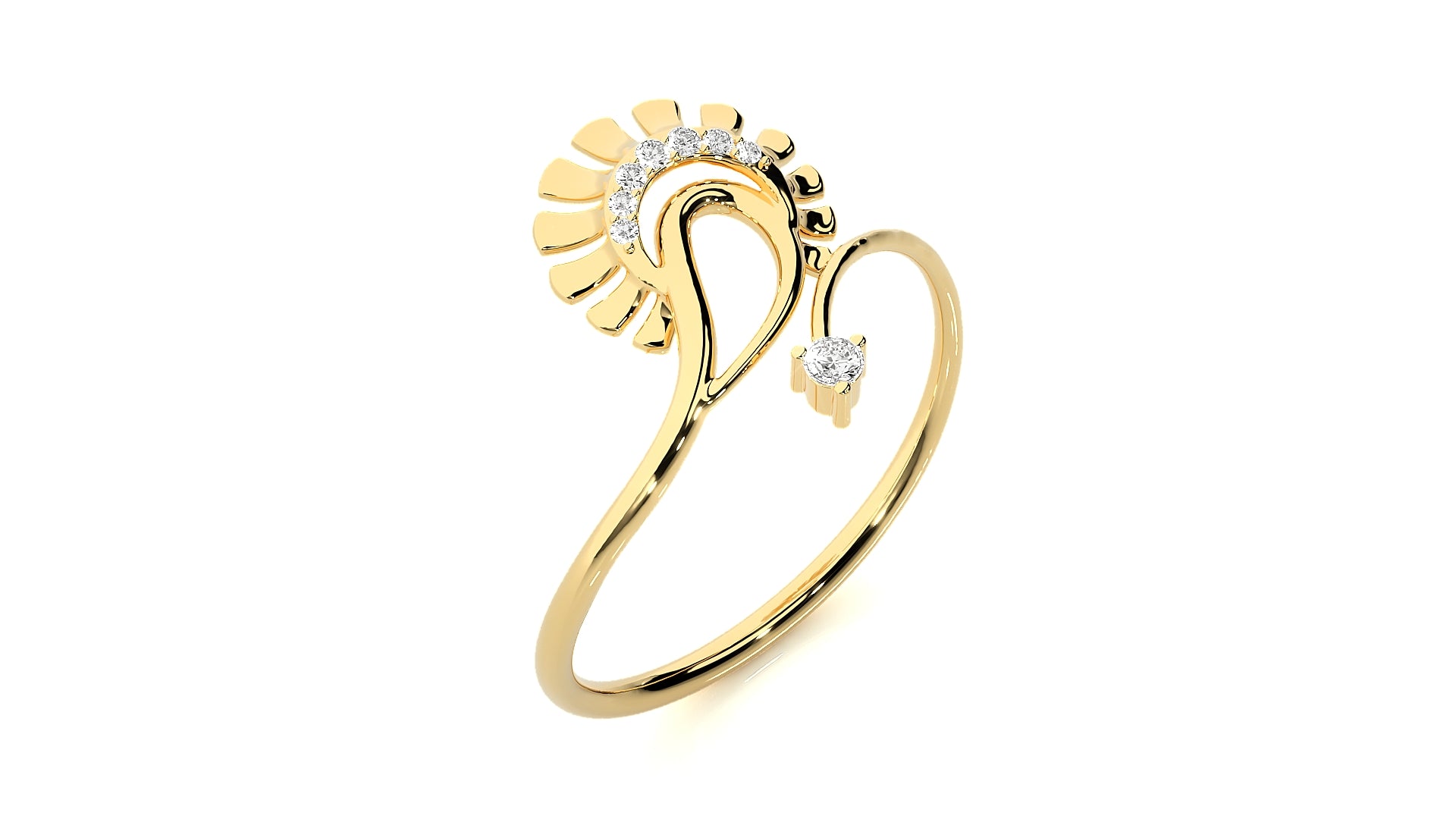 Stunning 9k Lab Grown Round Cut Diamond Gold Ring