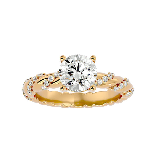 Lab Grown Round Diamond Solitaire Ring In Yellow Gold