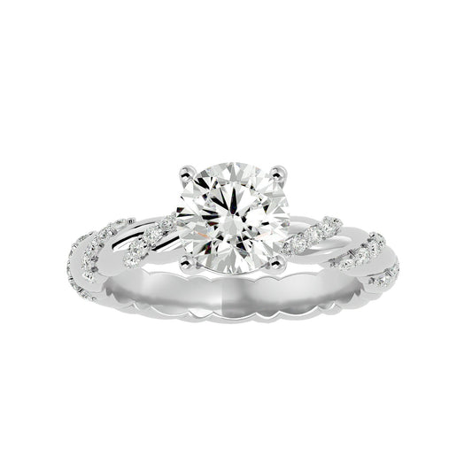 Lab Grown Round Diamond In White Gold Solitaire Ring