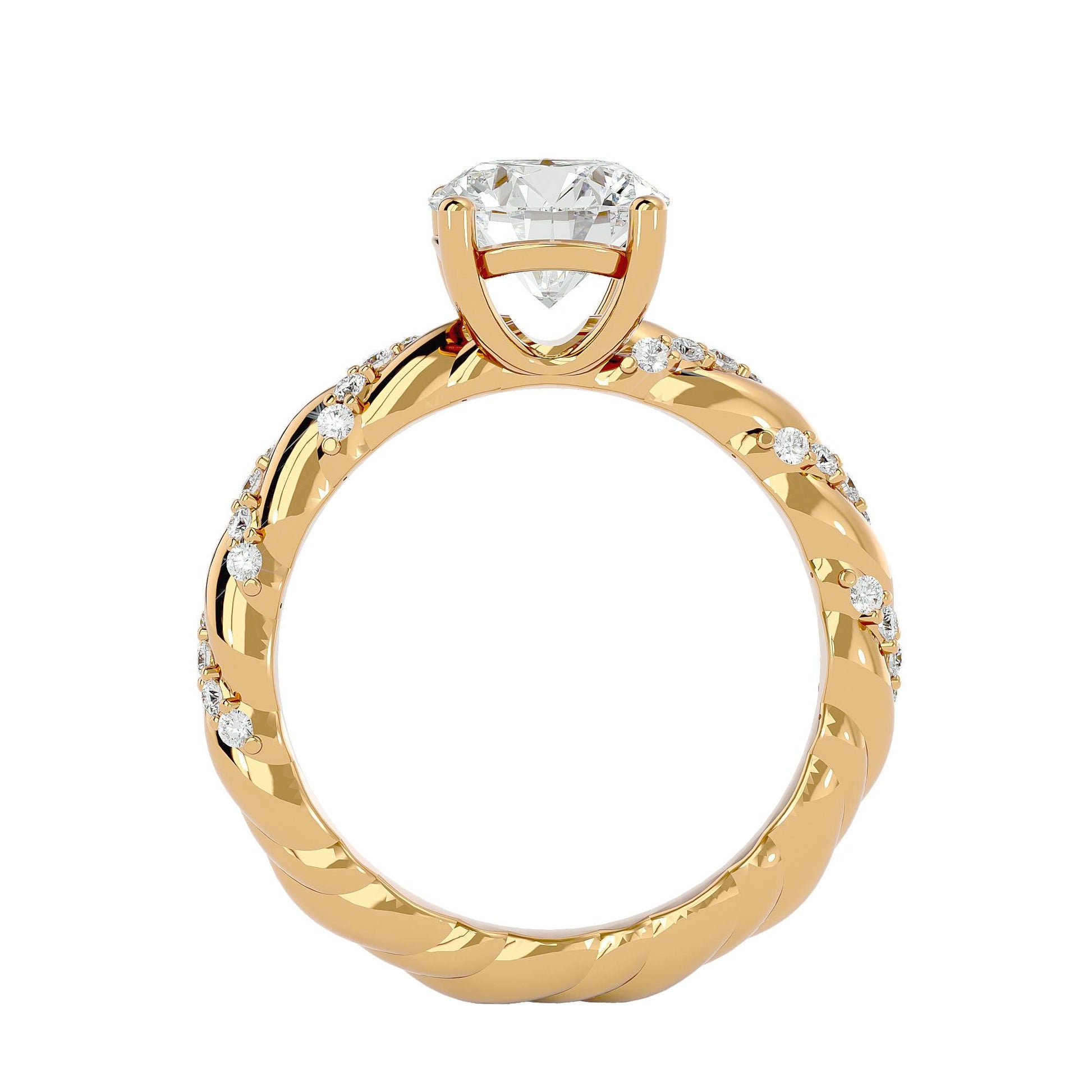 Lab Grown Round Diamond Solitaire Ring In Yellow Gold