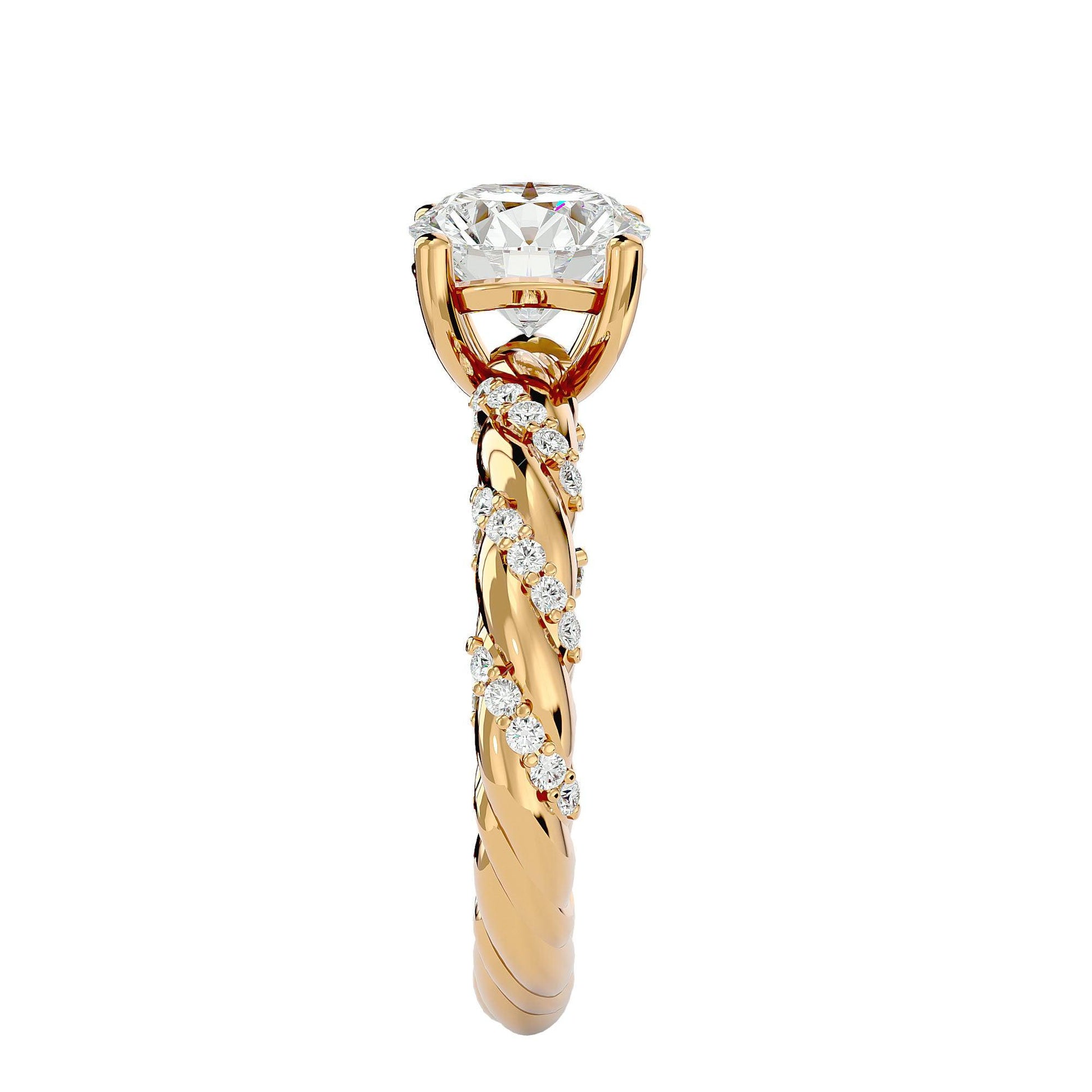 Lab Grown Round Diamond Solitaire Ring In Yellow Gold