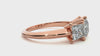 Lab Grown Princess Cut Diamond Three Stone Ring In Rose Gold