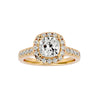 Lab Grown Cushion Cut Diamond Halo Ring In Yellow Gold