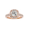 Lab Grown Cushion Cut Diamond Halo Ring In Rose Gold