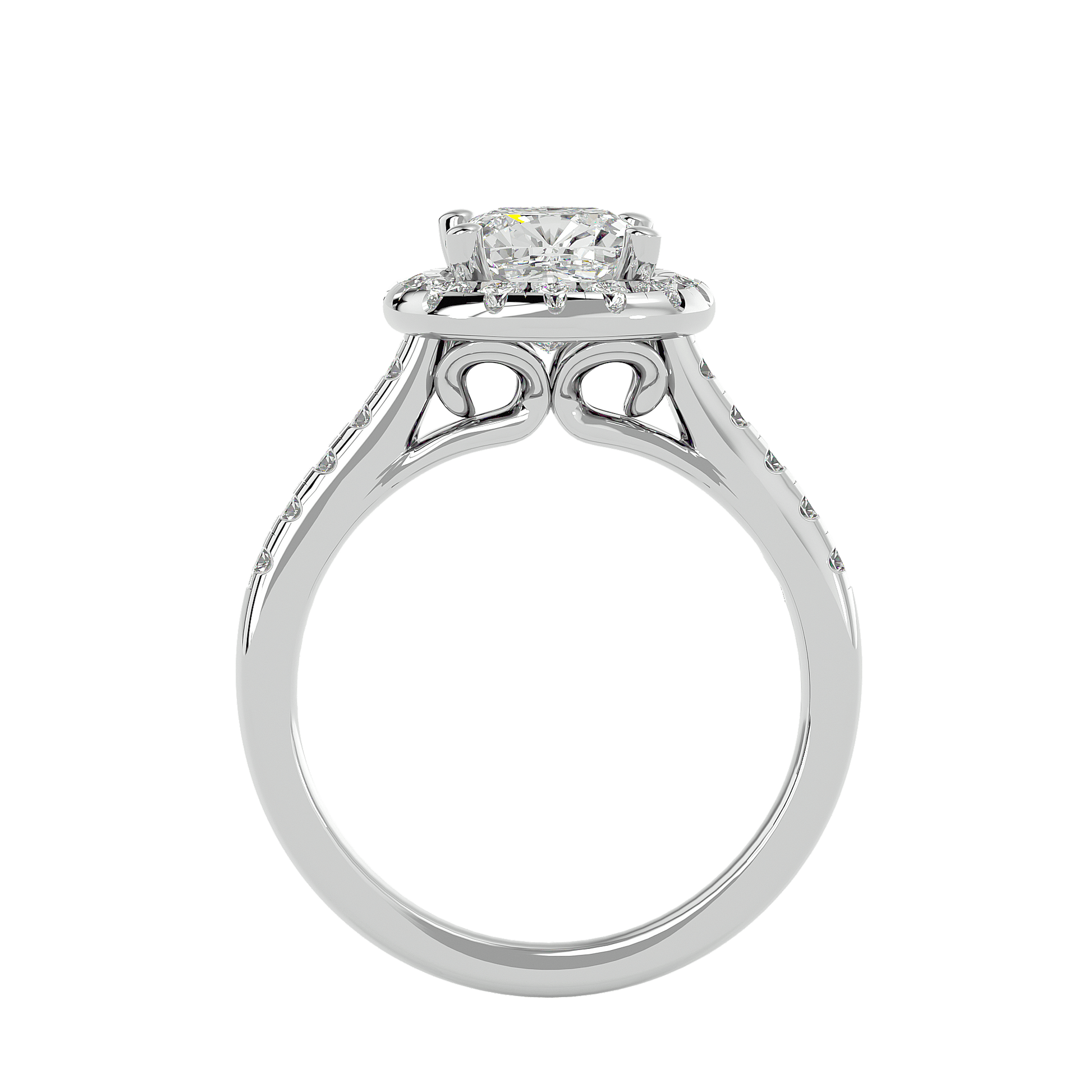 Lab Grown Cushion Cut Diamond Halo Ring In Platinum