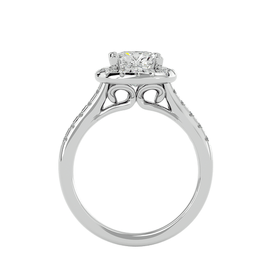 Lab Grown Cushion Cut Diamond Halo Ring In Platinum