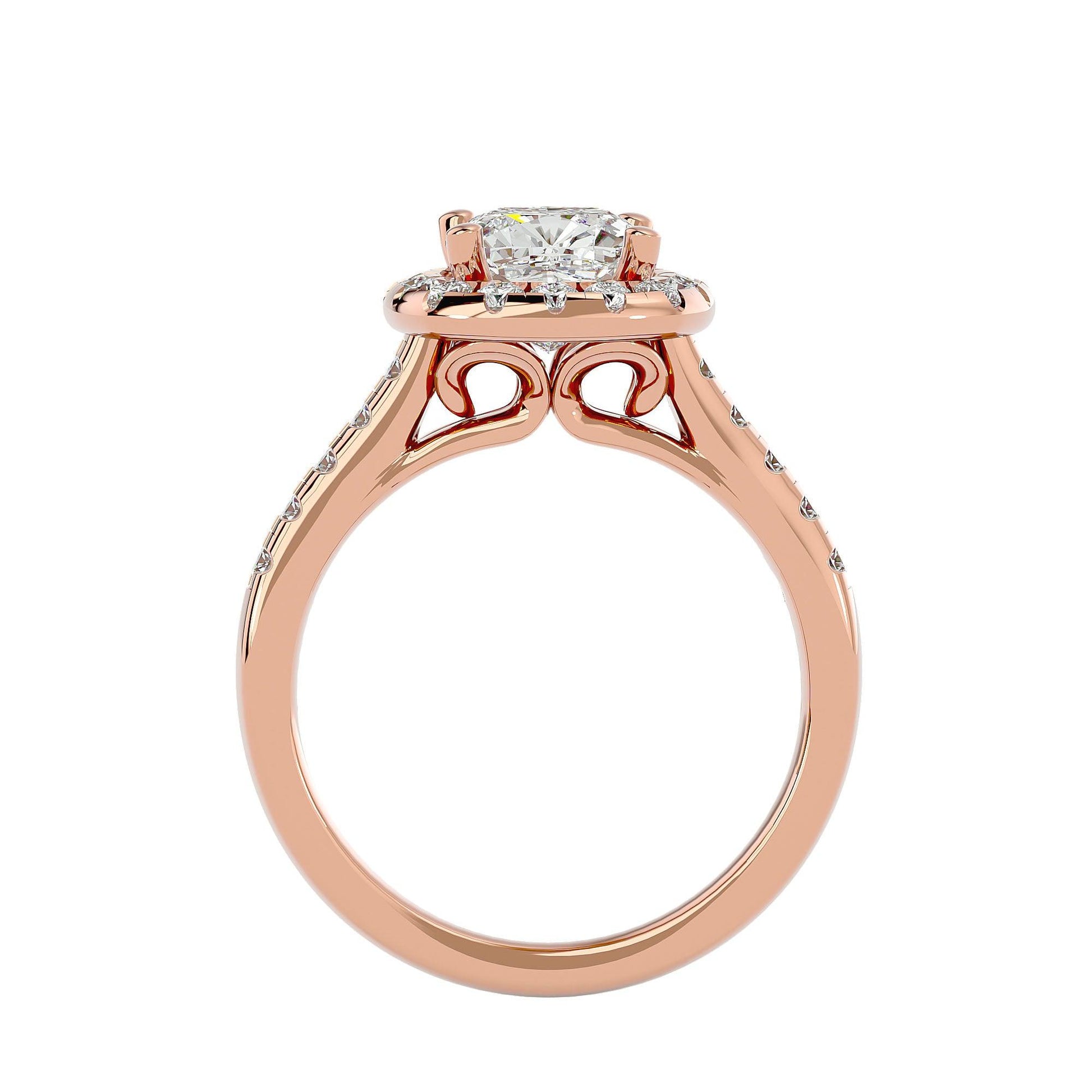 Lab Grown Cushion Cut Diamond Halo Ring In Rose Gold