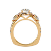 Lab Grown Round Cut Diamond Three Stone Ring In Yellow Gold