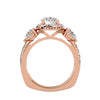 Lab Grown Round Cut Diamond Three Stone Ring In Rose Gold