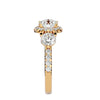 Lab Grown Round Cut Diamond Three Stone Ring In Yellow Gold