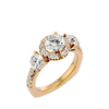 Lab Grown Round Cut Diamond Three Stone Ring In Yellow Gold