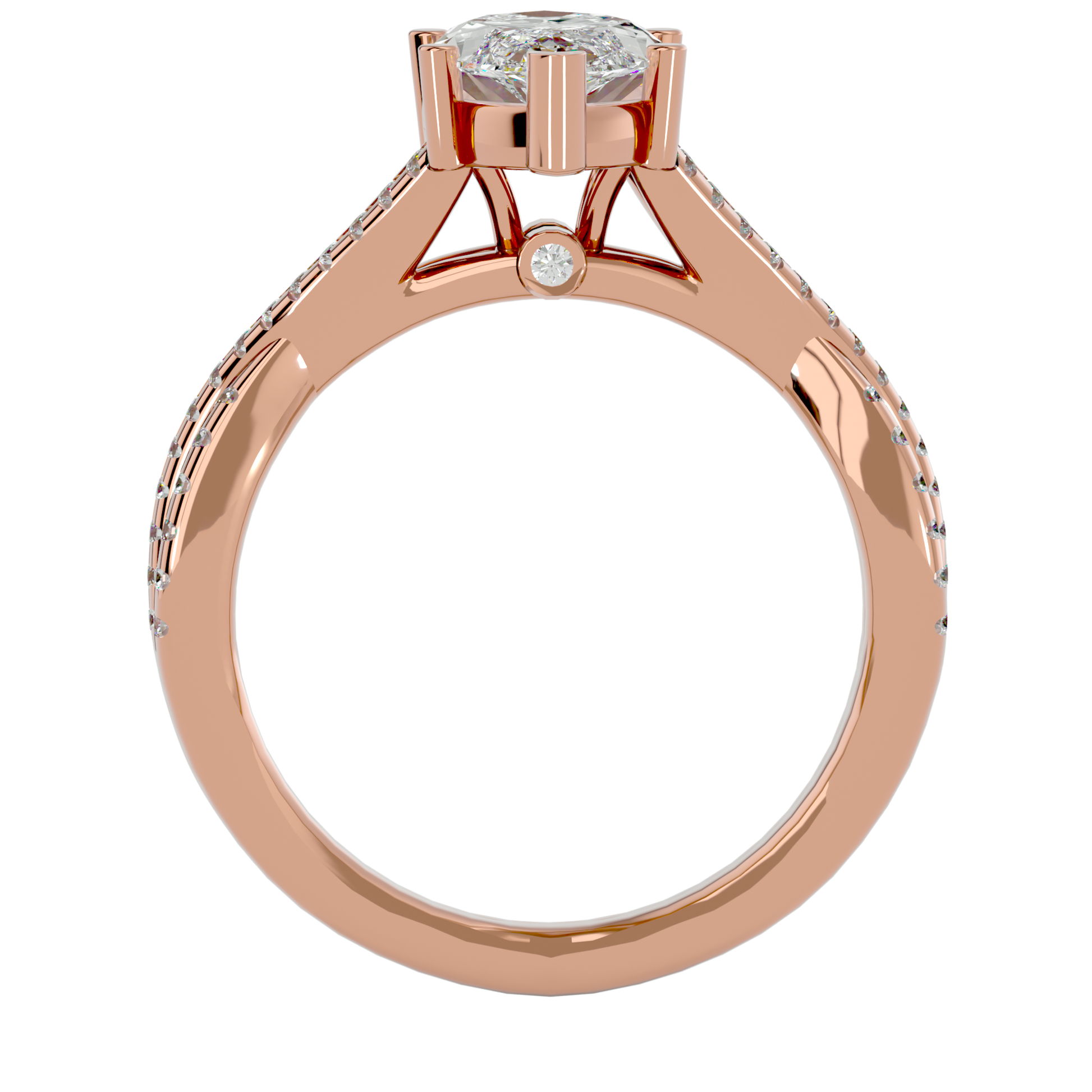 Amazing Lab Grown Marquise Cut Diamond Solitaire Ring In Rose Gold