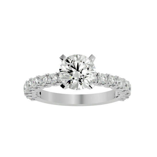 Lab Grown Round Cut Diamond in White Gold Solitaire Ring