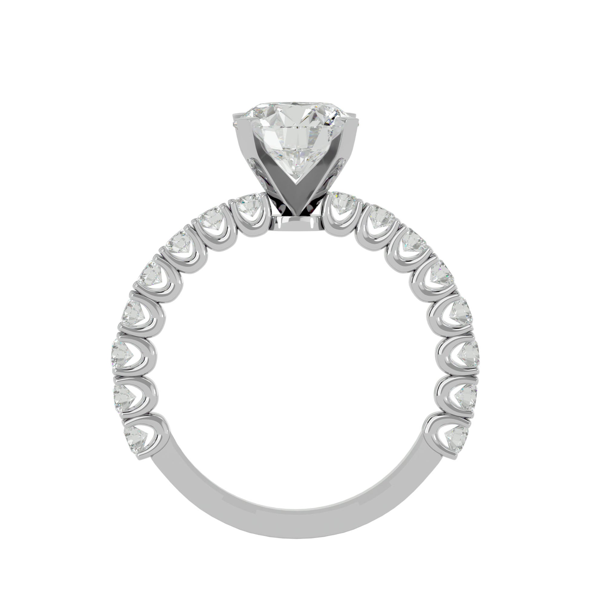 Lab Grown Round Cut Diamond in White Gold Solitaire Ring