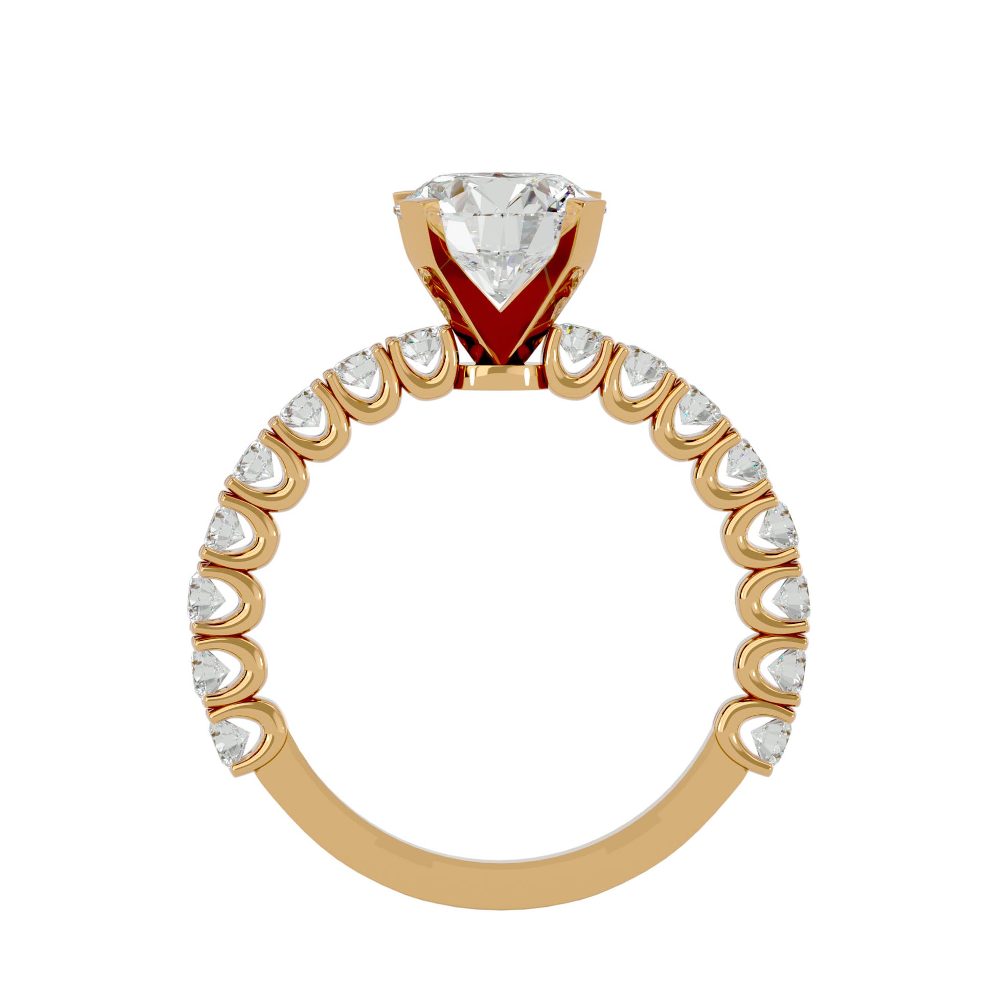 Lab Grown Round Cut Diamond Solitaire Ring In Yellow Gold