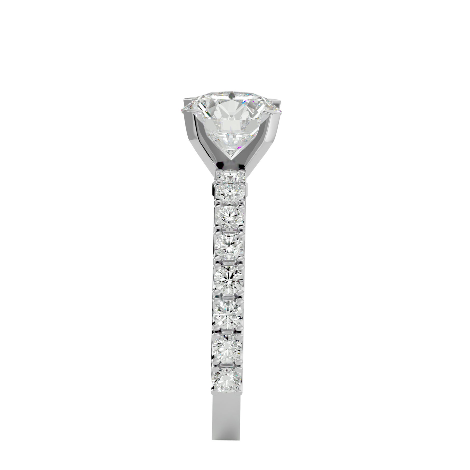 Lab Grown Round Cut Diamond in White Gold Solitaire Ring