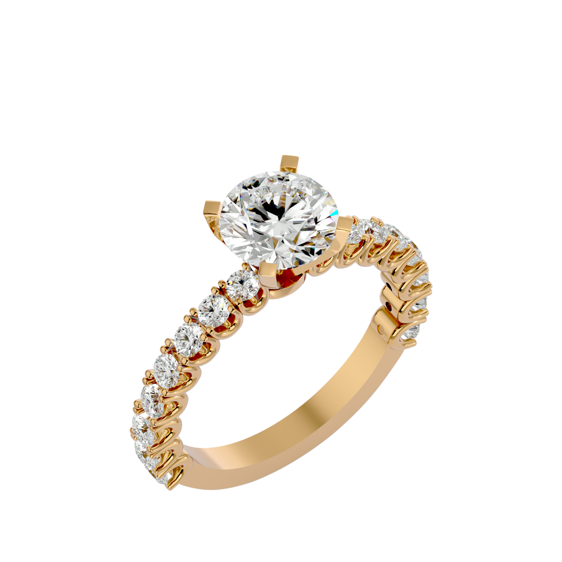 Lab Grown Round Cut Diamond Solitaire Ring In Yellow Gold